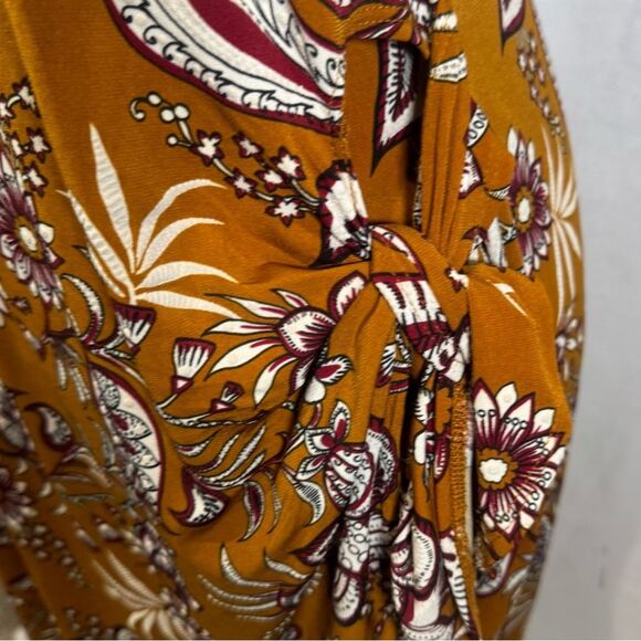 Signature by Robbie Bee burnt orange and burgundy faux wrap dress size PM - Picture 4 of 10